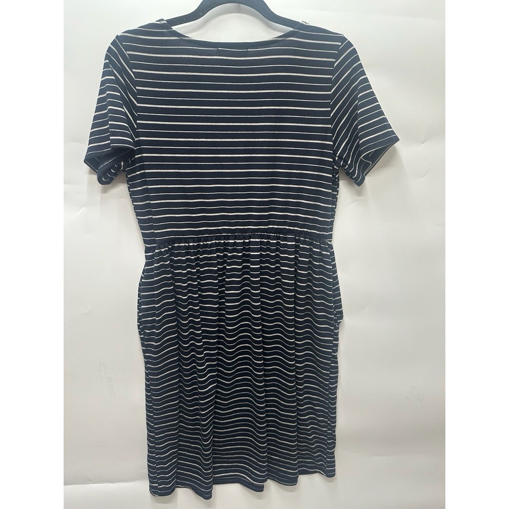 Honey & Lace Windsor Dress Navy Grey Stripe Short Sleeve LG Elastic Waist NWT - Picture 4 of 4